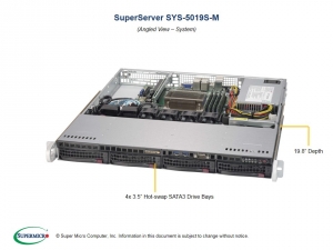 Server Rackmount Supermicro 5019S-M 1U Intel Xeon E3-1200 v6/v5 No ram No HDD 350W PSU