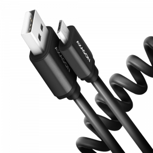 Cablu Twister Micro USB  la USB-A, 0.6m, USB 2.0, 2.4A, Aluminiu, Negru