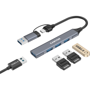 CANYON hub DS-02 4in1 USB-A/C Grey