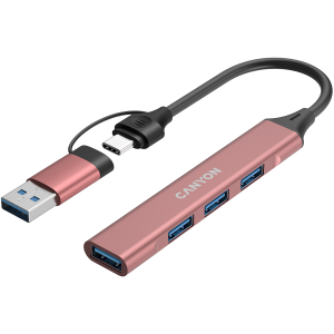 CANYON hub DS-02 4in1 USB-A/C Pink
