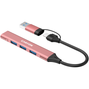 CANYON hub DS-02 4in1 USB-A/C Pink