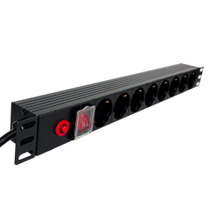 Priza de rack 19 inch, PDU 1U, 8 posturi Schuko cu alimentare C14, Eco Xcab