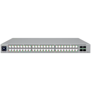 Ubiquiti network switch ECS-48-PoE-EU Enterprise-grade 48-port, Layer 3 Etherlighting PoE+++ switch with high-capacity 10 GbE RJ45 and 25G SFP28 connections for high availability system design; (32) 10 GbE, (16) 2.5 GbE ports, all PoE+++ (90W capabl)
