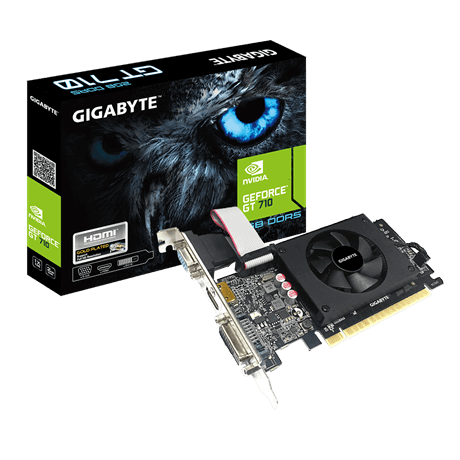 ▷ Placa Video GIGABYTE NVidia GeForce GT 710 LP DDR5 2GB/64bit,  954MHz/5010MHz, PCI-E 2.0 x8, HDMI, Cooler, 1 x HDMI+DVI+VGA, Retail -  PcBit.ro - PcBit Electronics