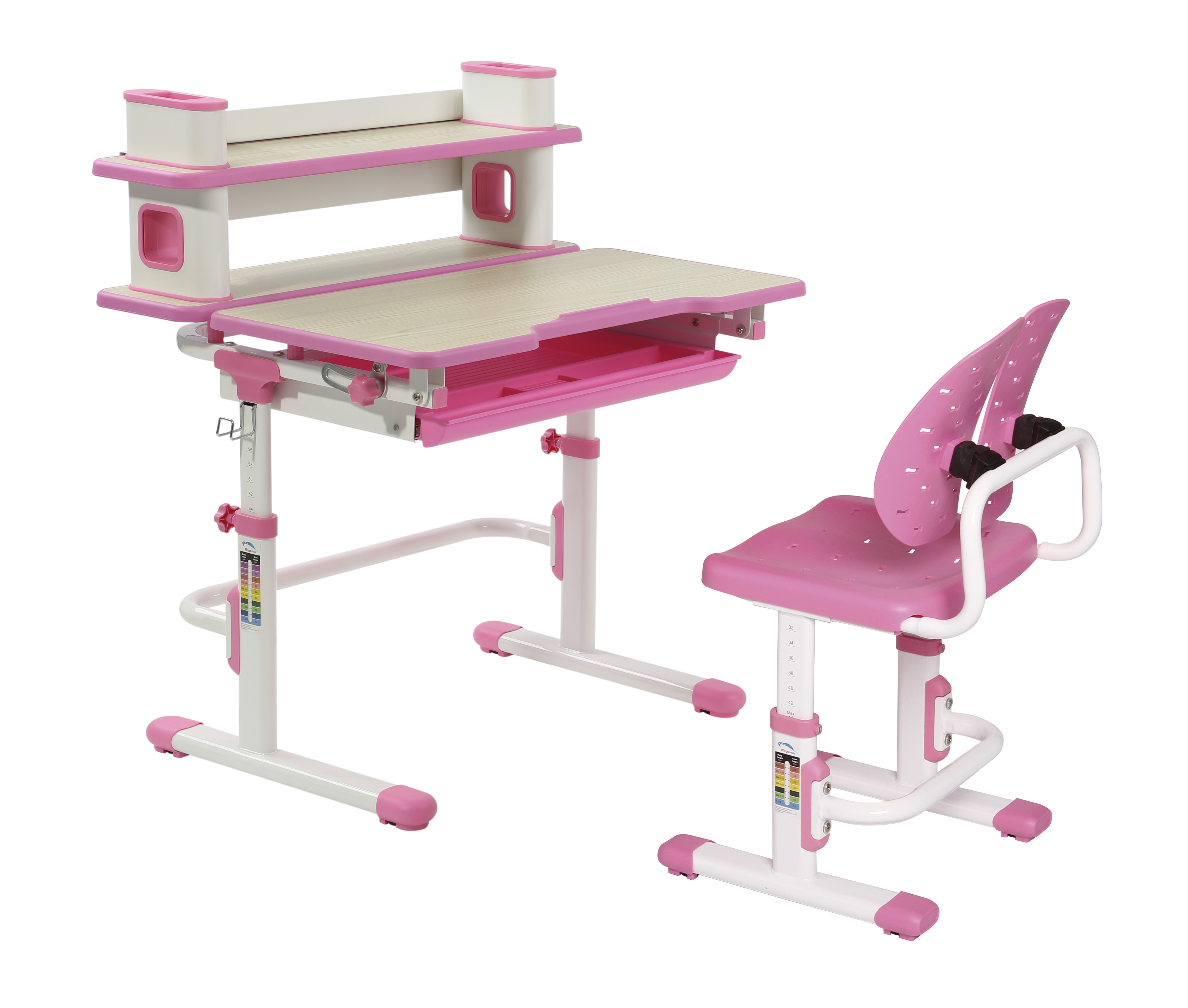 Set birou si scaun copii ergonomic, reglabil in inaltime, ErgoK C403 Roz -  PcBit Electronics
