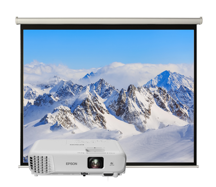 ▷ Pachet cu Videoproiector EPSON EB-S05, 3200 lumeni si Ecran proiectie  manual Blackmount 200cm x 200cm - PcBit.ro - PcBit Electronics
