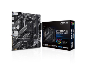 Placa de baza Asus, PRIME B550M-K ARGB, AMD B550PCIe 4.0, Realtek 1Gb Ethernet, DisplayPort/HDMI 